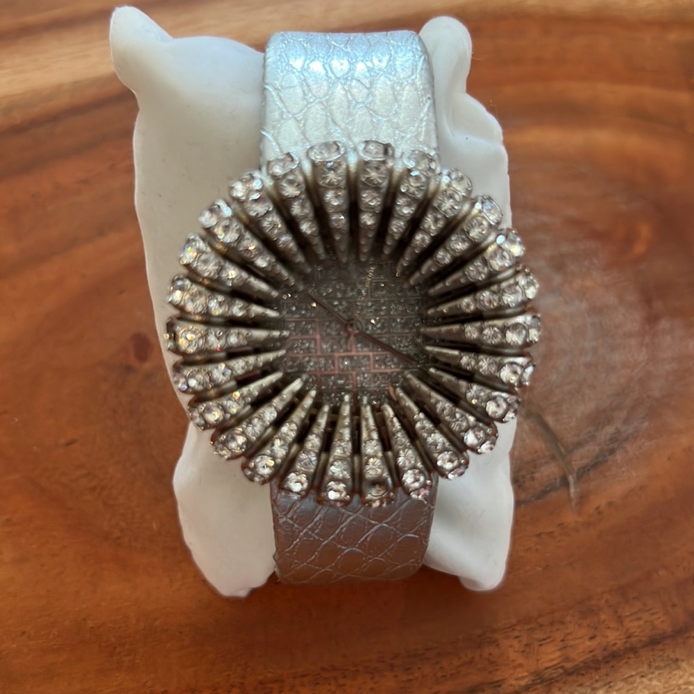 Cache Rhinestone Starburst Dial Watch With Genuin… - image 6